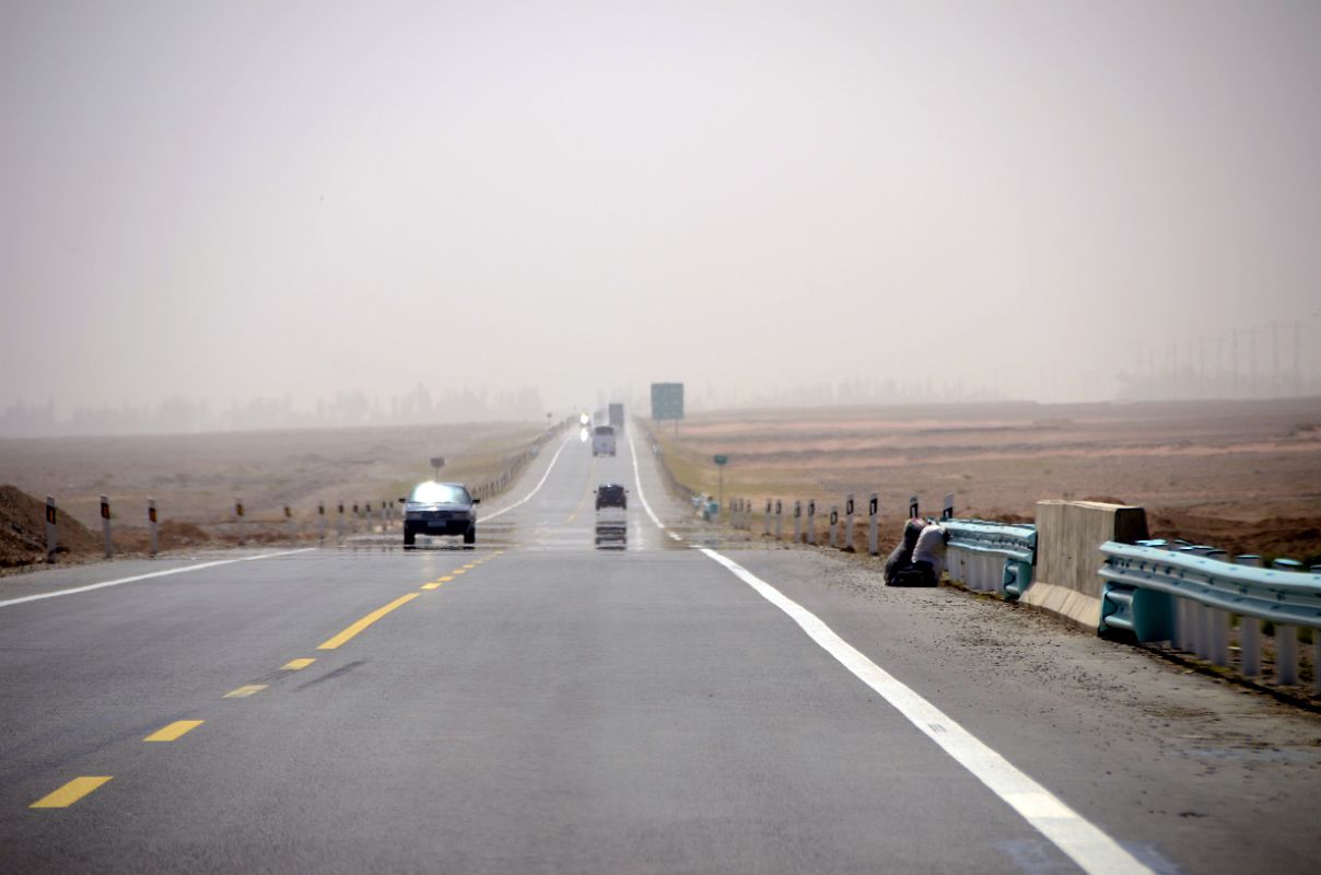 05 Paved Highway With Industrial Complex Ahead On The Way From Kashgar To Yarkand